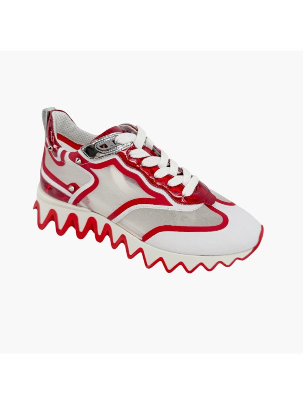 Christian Louboutin Sharkina Sneakers White Red Shark Size 37 US 7 Women's - Picture 10 of 15
